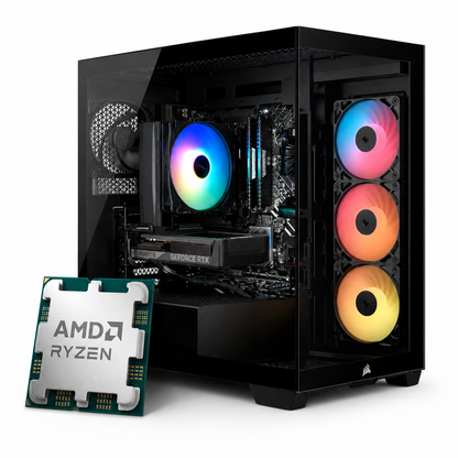 Performance Gaming PC | AMD Ryzen 5 7600X | RTX 5060 Ti | Panorama-Glasgehäuse ARGB | Windows 11