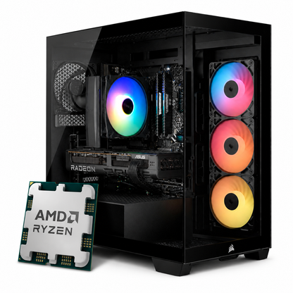High-End Gaming PC | AMD Ryzen 7 9700X | Radeon RX 9070 | Panorama-Glasgehäuse ARGB | Windows 11