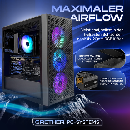 Core Gaming PC | AMD Ryzen 5 7600X | Radeon RX 7600 | Airflow-Gehäuse | Windows 11